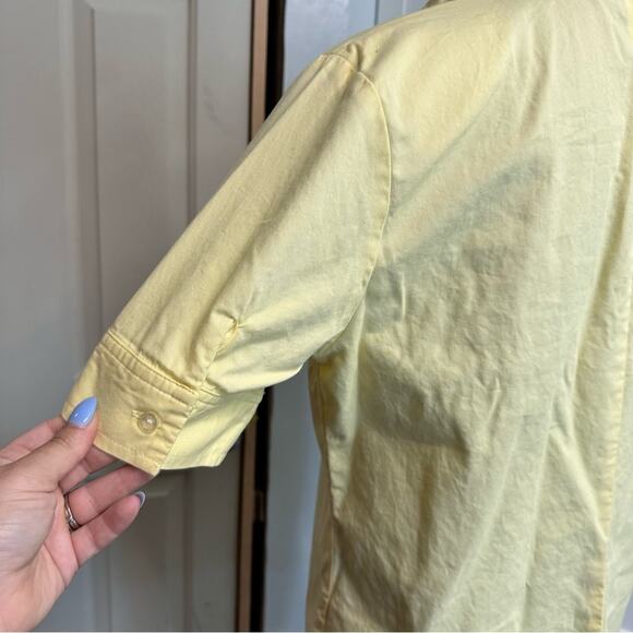 Lands End VTG Women’s Yellow Shirt Dress Size 10 Shoulder Pads 100% Cotton Shift - Picture 5 of 13
